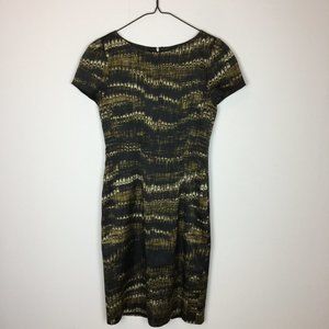 Elite Tahari Silk Sheath Dress Size 0 Womans Black Short Sleeve